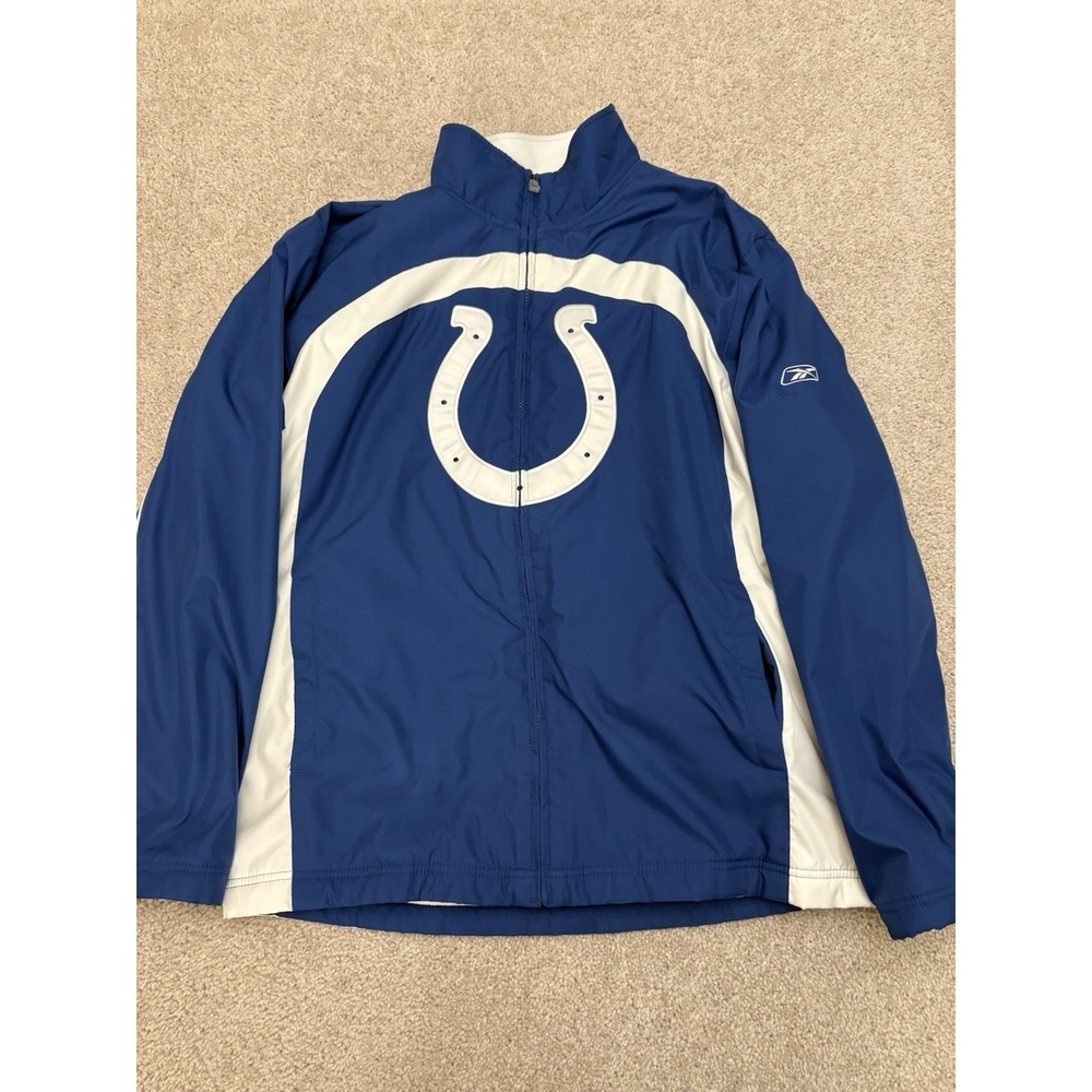 VTG Indianapolis Colts NFL Reebok Full Zip Big Logo Jacket Blue Size Medium